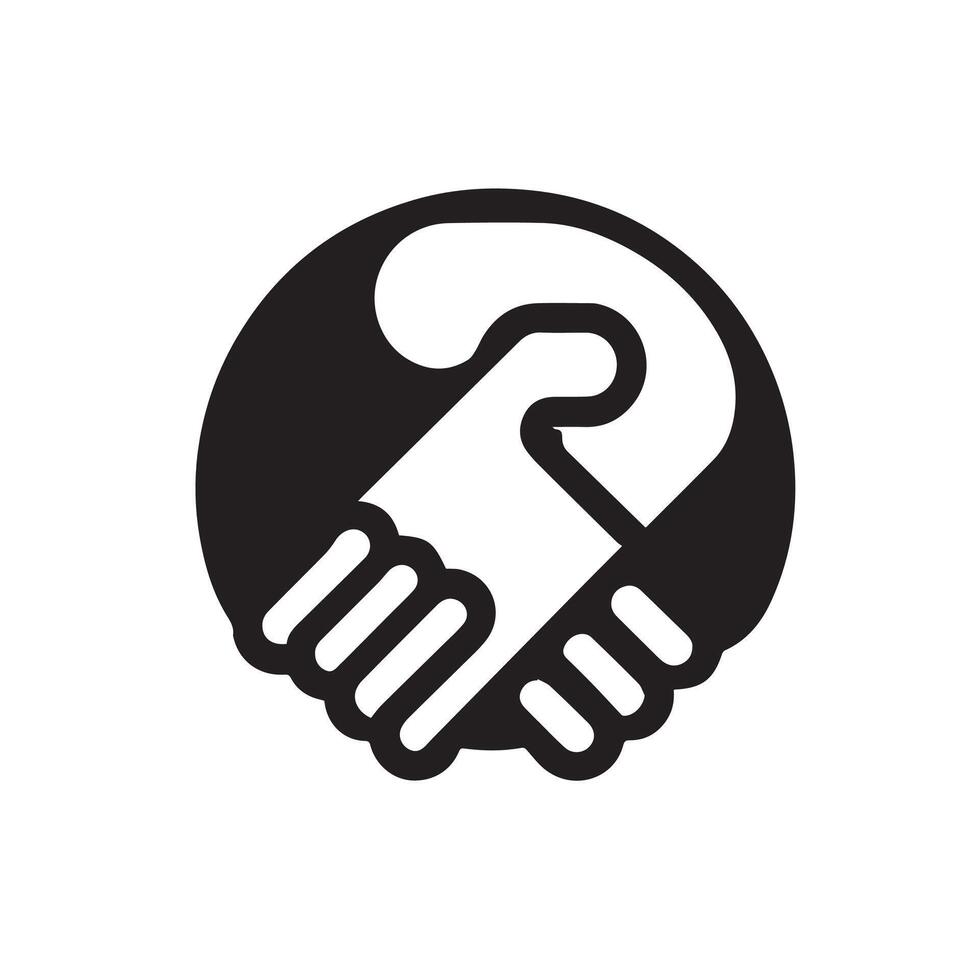 simple logo with a black and white handshake vector