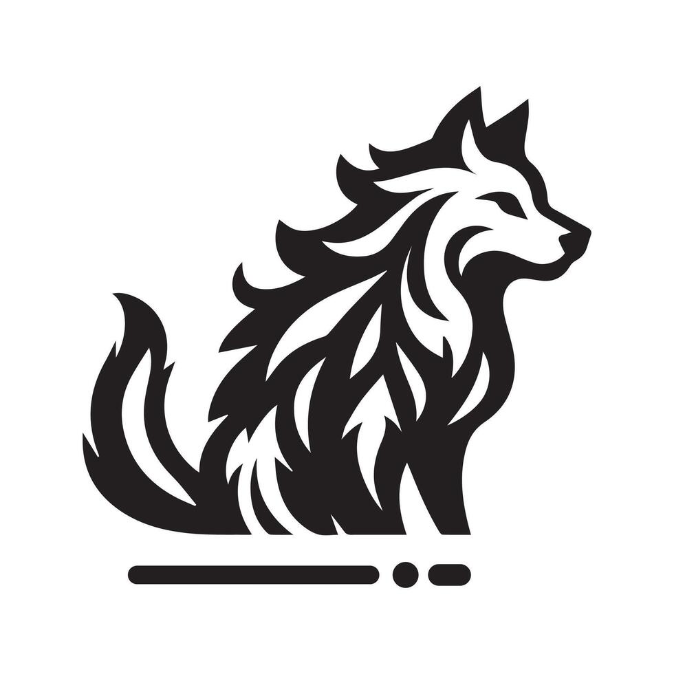 minimalista negro y blanco lobo logo vector