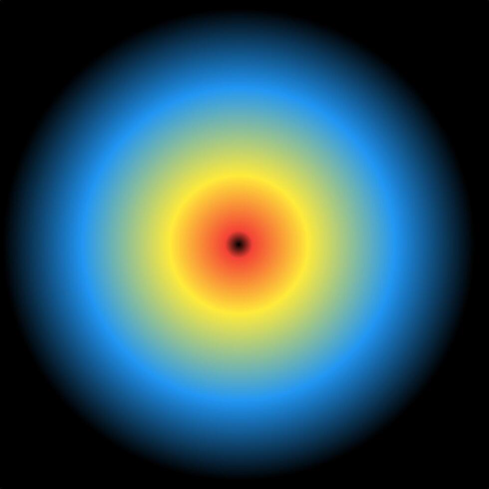 a black circle with a bright blue and yellow center vector
