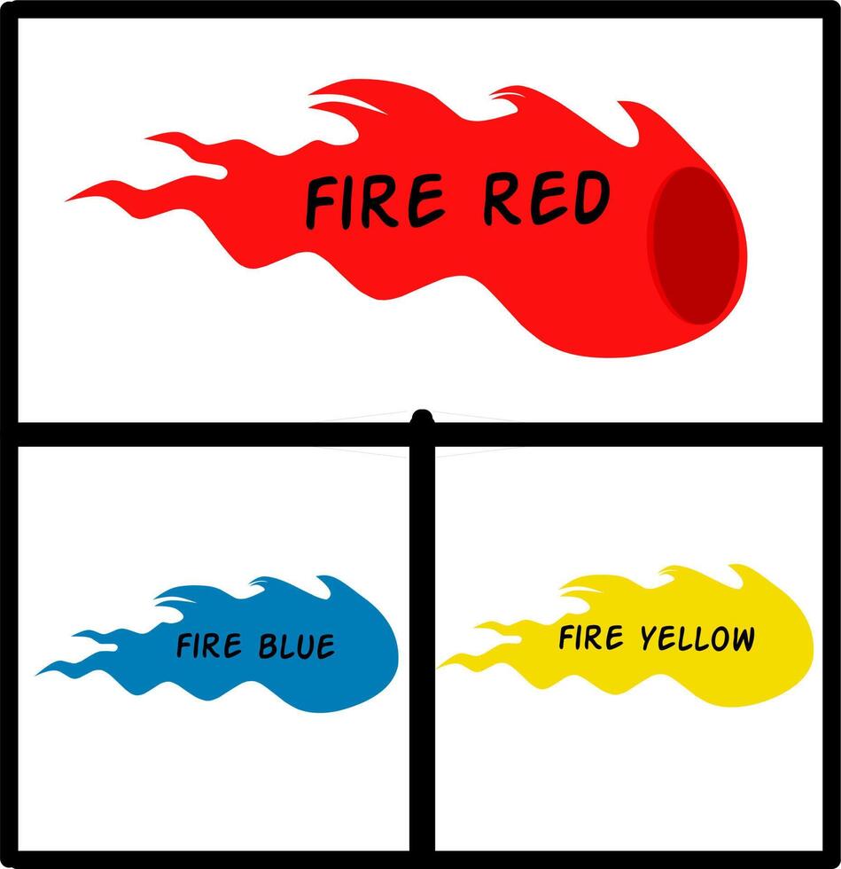 fire red, blue, yellow, and red flames vector