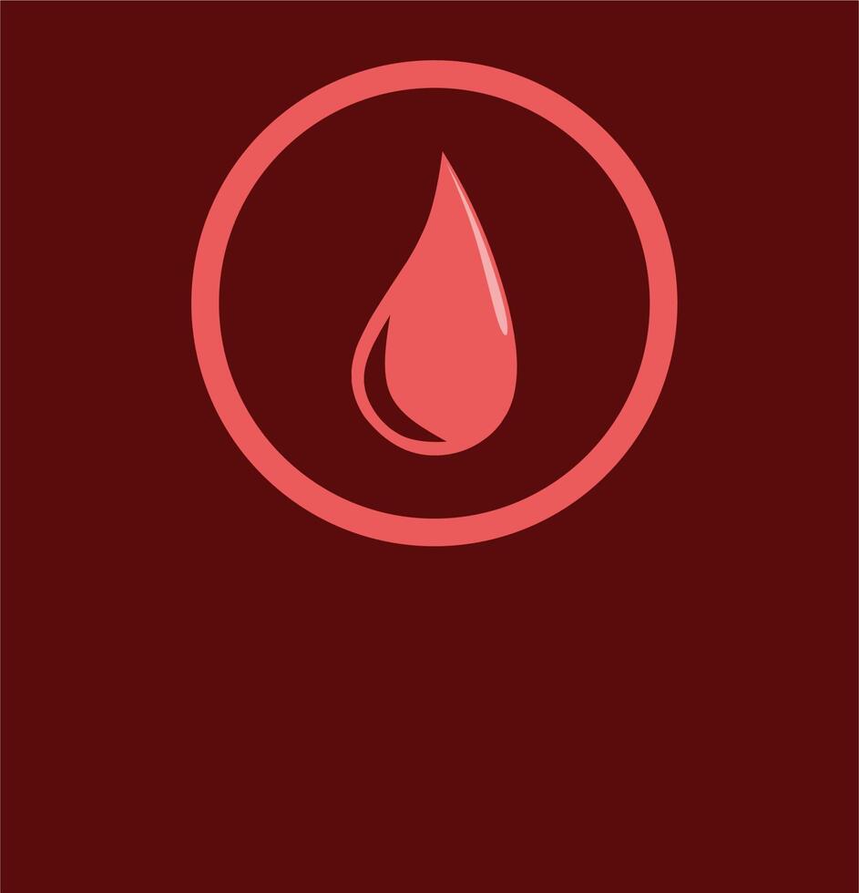 a red drop of blood in a circle on a dark background vector