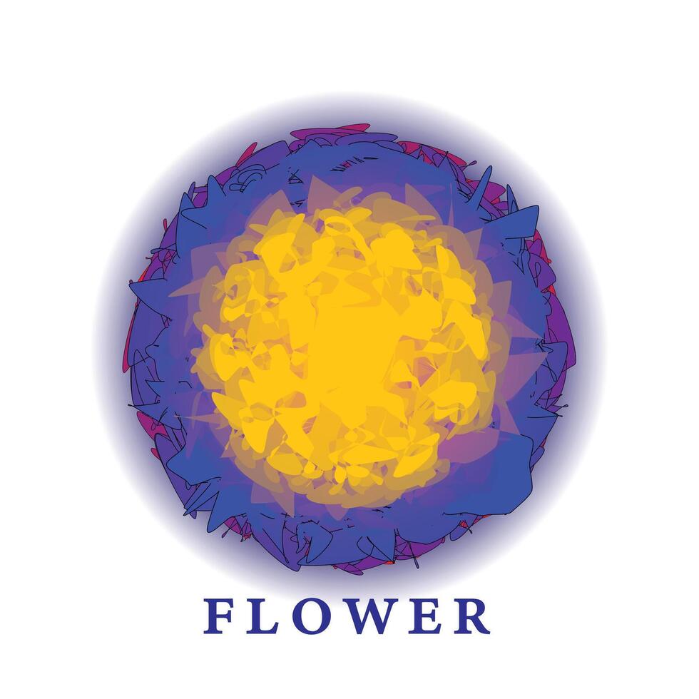 the flower logo is shown in a blue and purple color vector