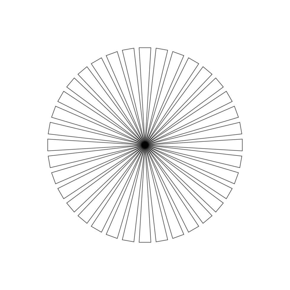 Circular radial, radiating lines. Circular, concentric lines. Segmented circle shape. Symbol design icon graphic element resources. Vector illustration with an abstract theme