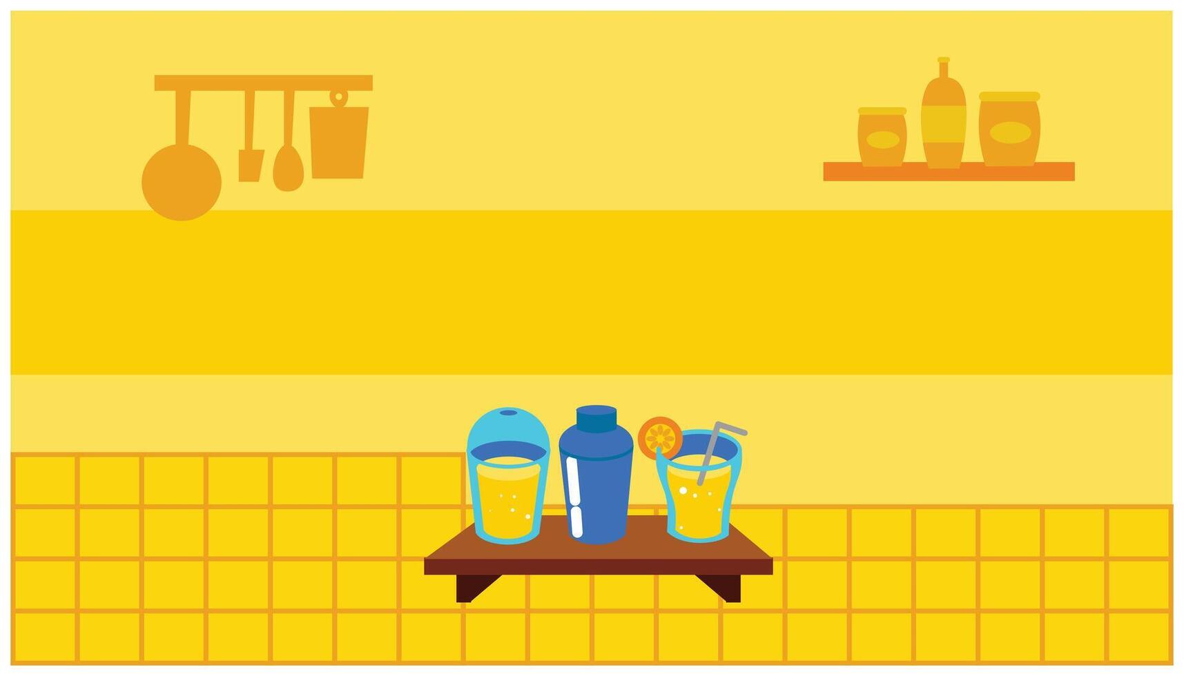 ilustración de un bar mostrador con bebidas en plano diseño estilo. recursos gráfico antecedentes elemento diseño. vector ilustración con un cocina decoración tema