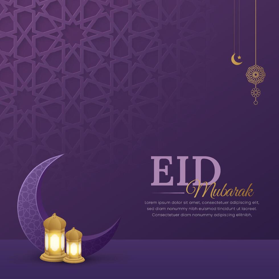 eid Mubarak ornamental saludo tarjeta con Arábica modelo y decorativo marco vector