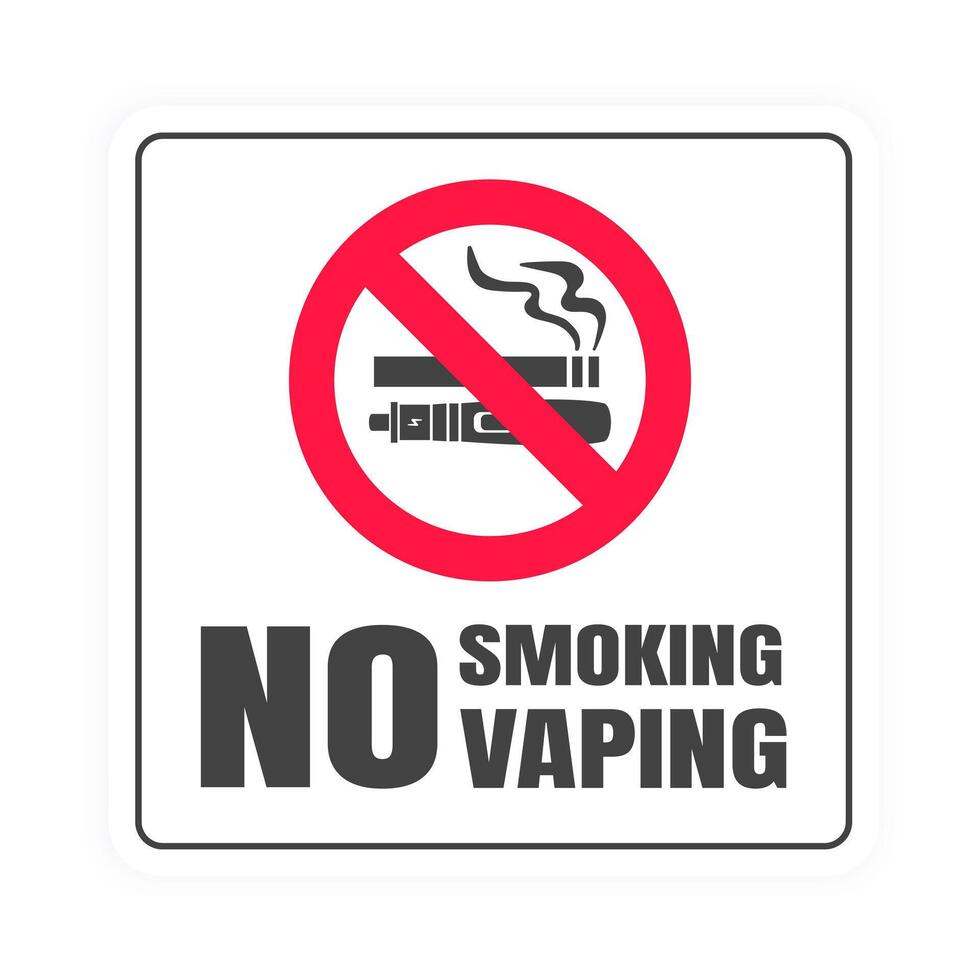 No de fumar No vaping signo. prohibido firmar icono aislado en blanco antecedentes vector ilustración. cigarrillo, vape y fumar y en prohibición círculo.