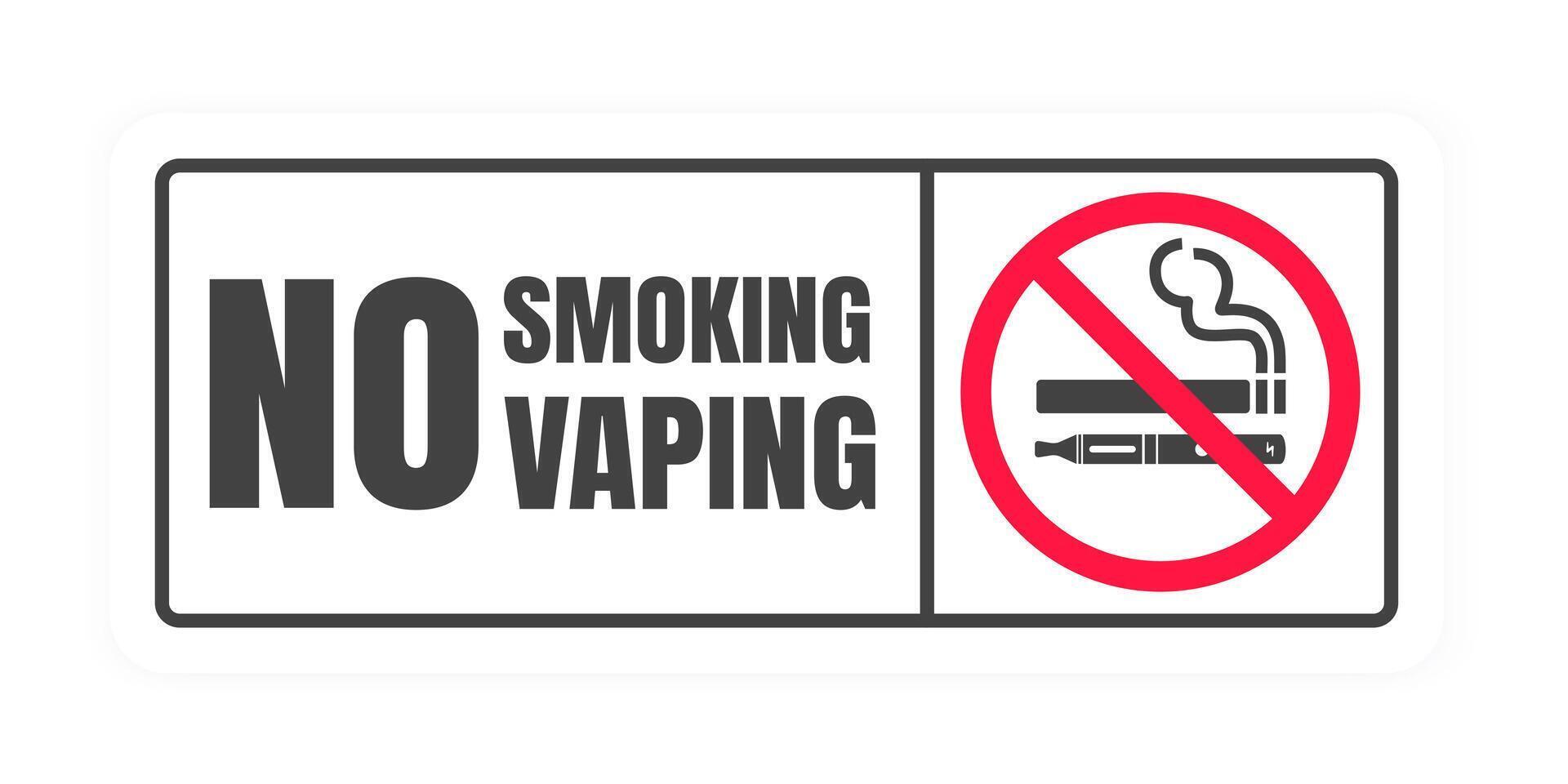 No de fumar No vaping signo. prohibido firmar icono aislado en blanco antecedentes vector ilustración. cigarrillo, vape y fumar y en prohibición círculo.