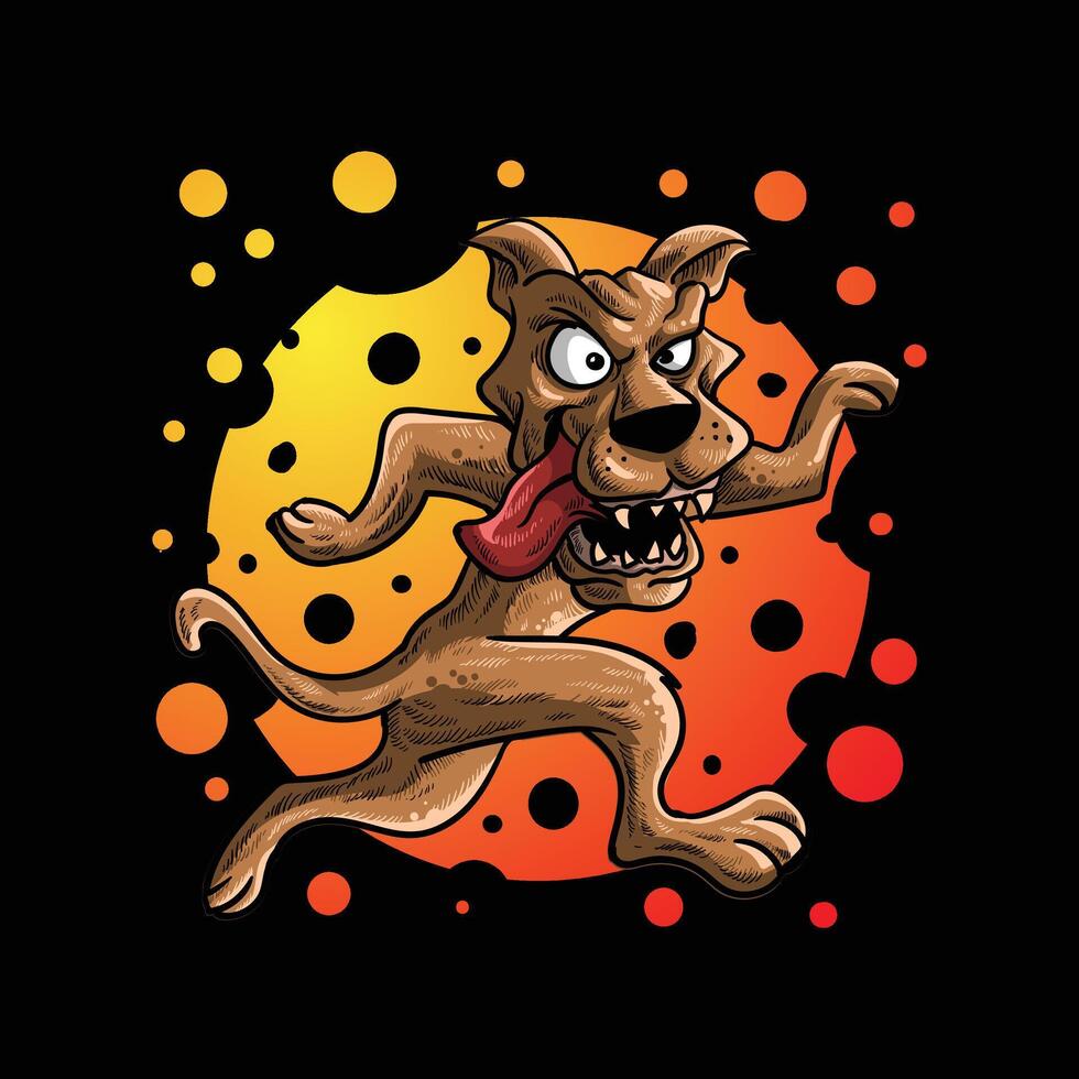 Mad dog run vector illustration