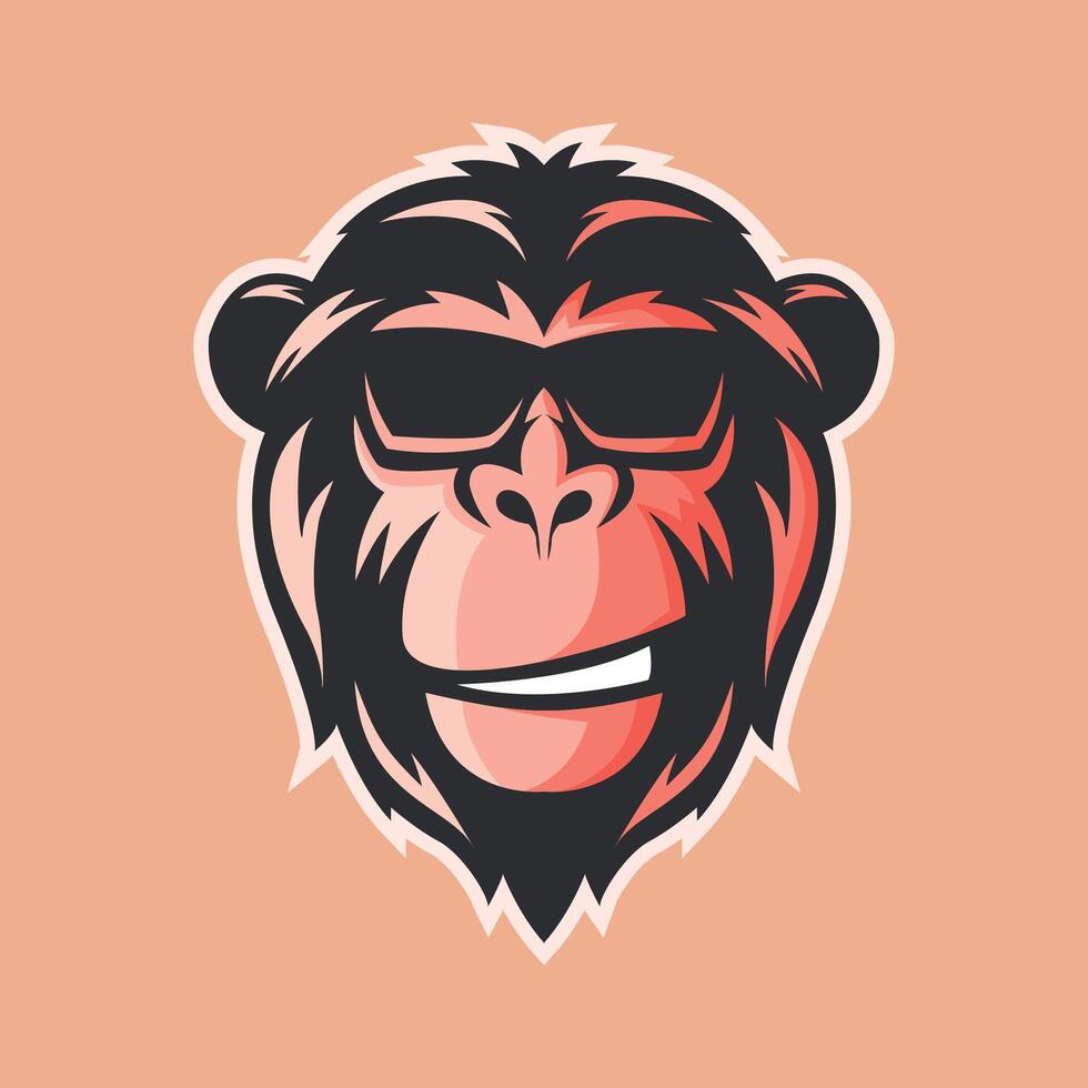 vector mascot icon monkey head wearing glasses