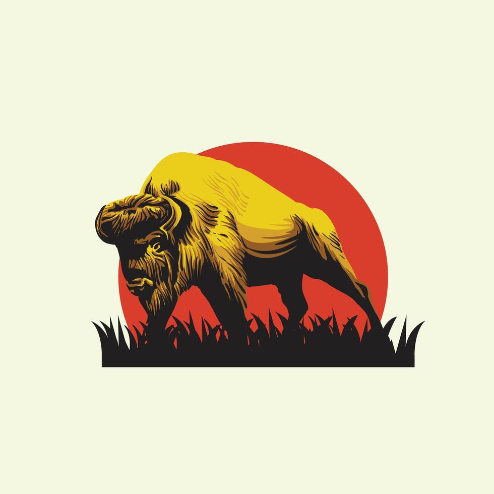 vector illustration of strong bison