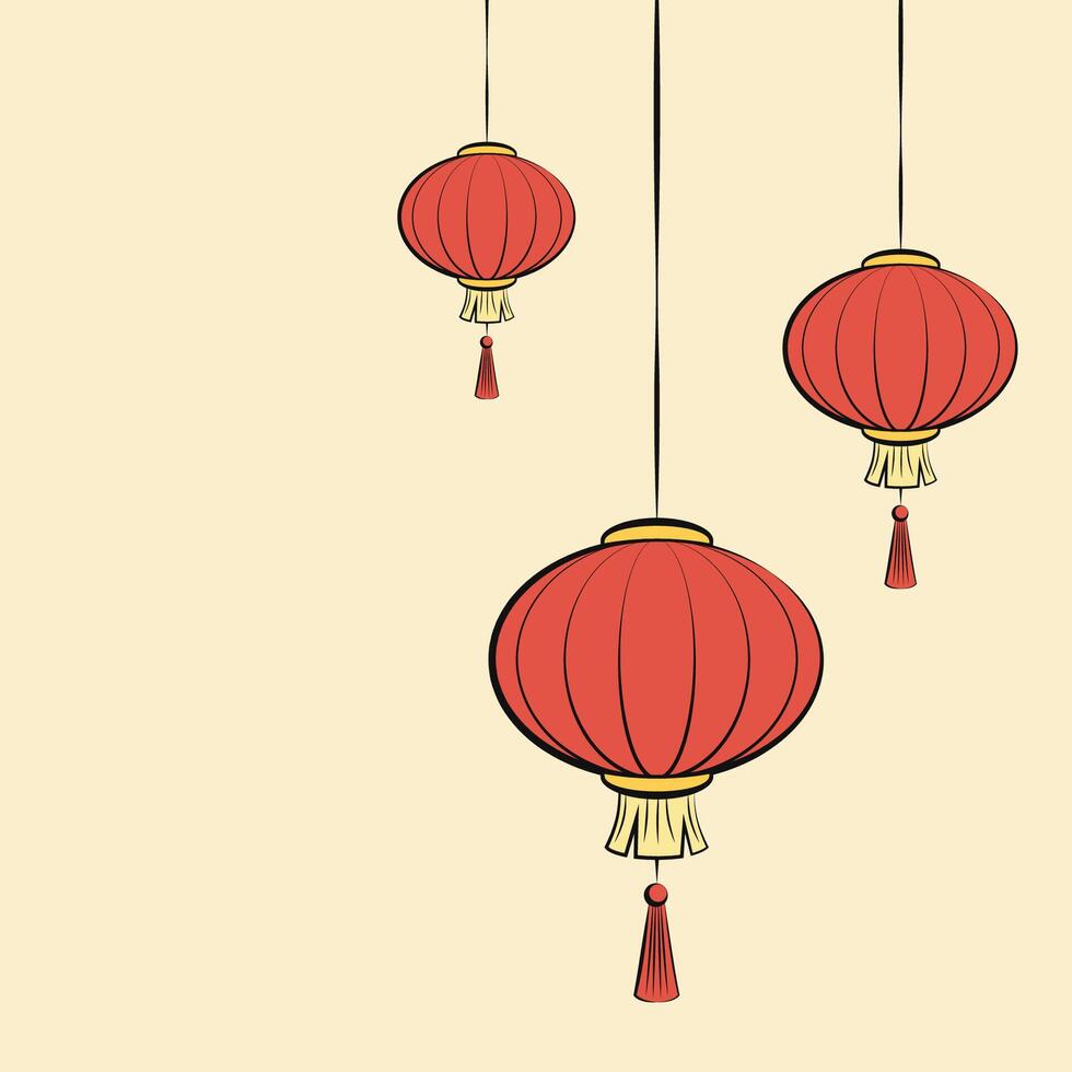 Chinese new year poster. wallpaper. free space for text. Chinese lamp vector. vector