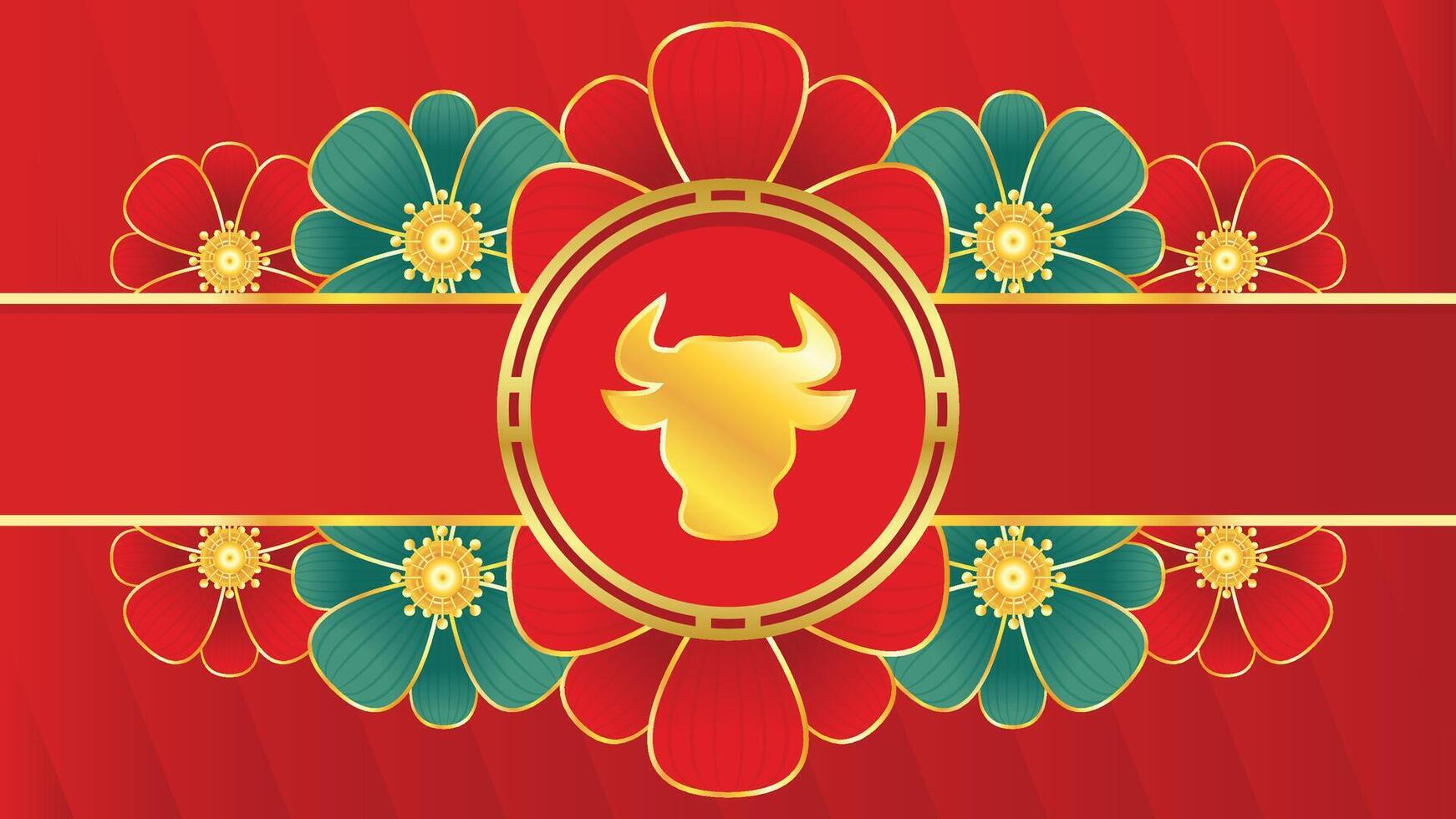 Chinese Happy new year . Happy new year. Year of the Ox Poster. vector