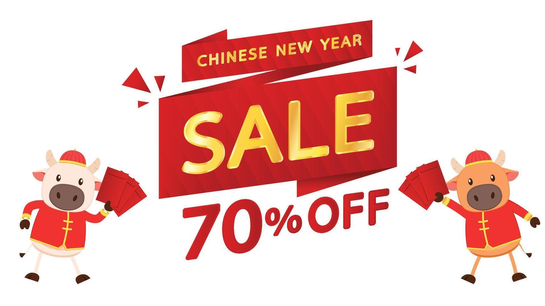 Chinese Happy new year. Happy new year. Year of the Ox. Ox cartoon vector. Ox character design. vector