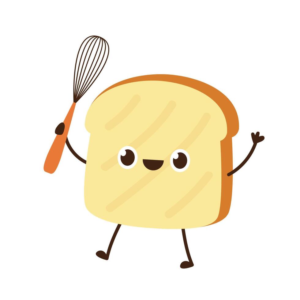 Bread character design. Bread on white background. vector