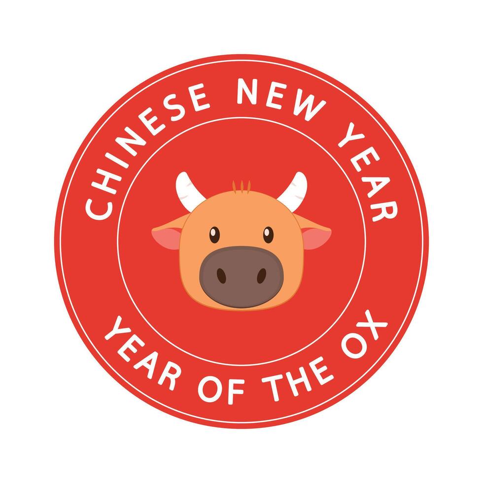 Chinese Happy new year. Happy new year. Year of the Ox. Ox cartoon vector. Ox character design. vector