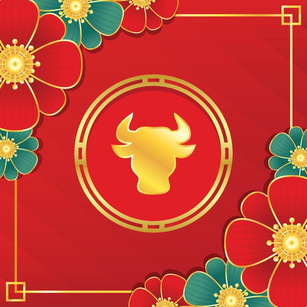 Chinese Happy new year . Happy new year. Year of the Ox Poster. vector