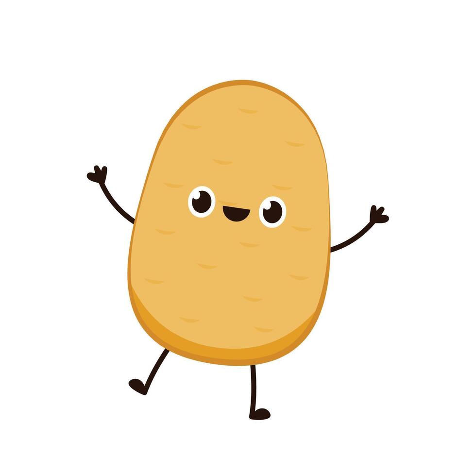 Potato character design. Potato vector. Potato cartoon on white background. vector