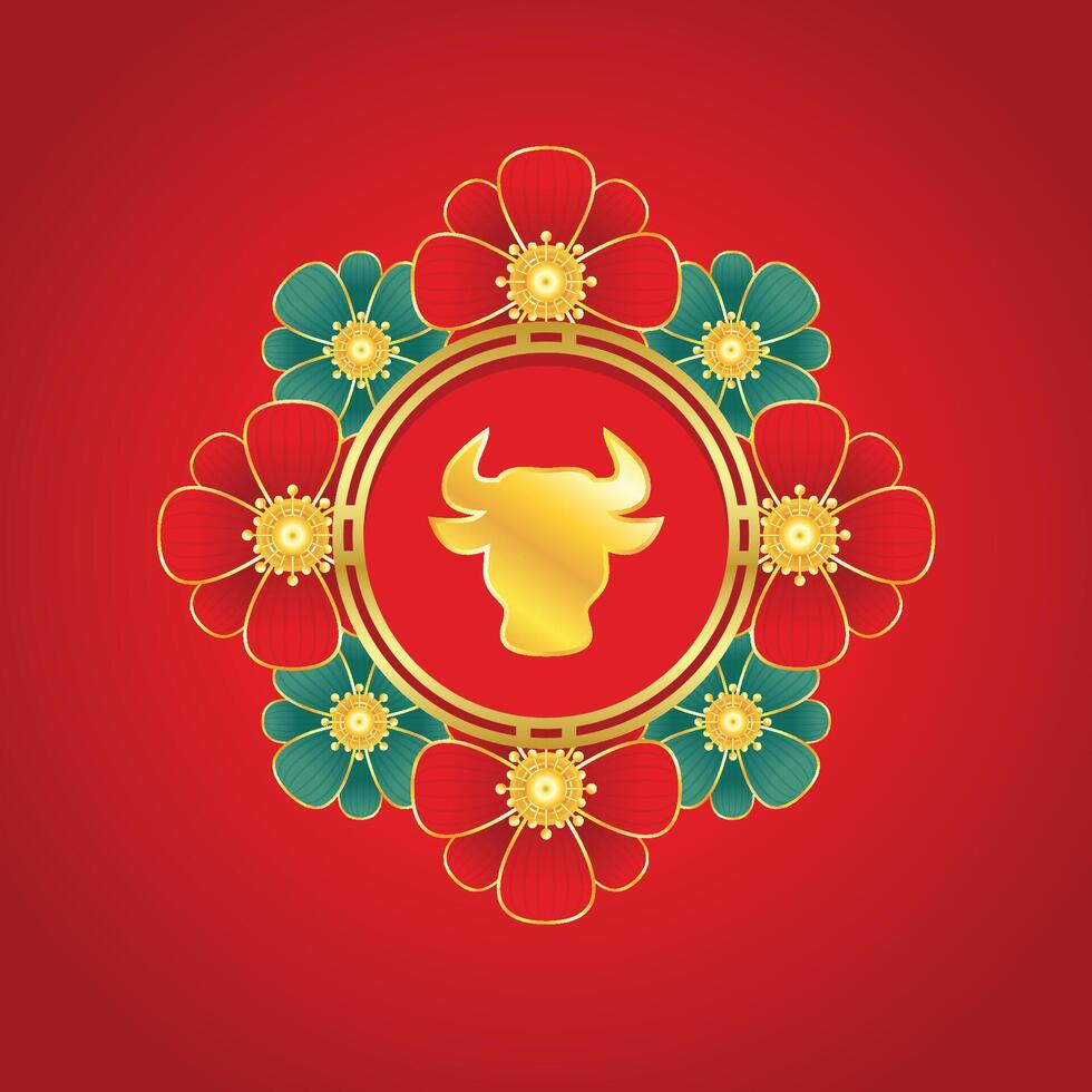 Chinese Happy new year . Happy new year. Year of the Ox Poster. vector