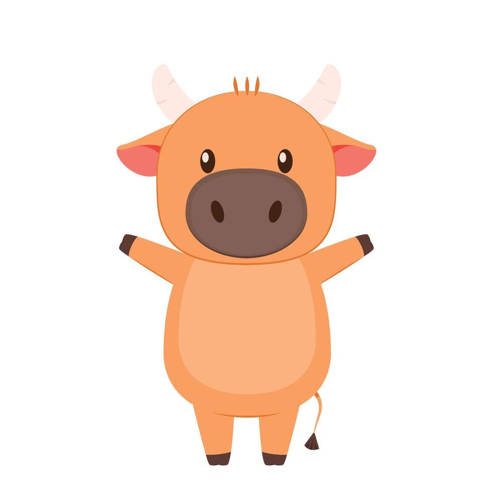 Chinese Happy new year. Happy new year. Year of the Ox. Ox cartoon vector. Ox character design. vector