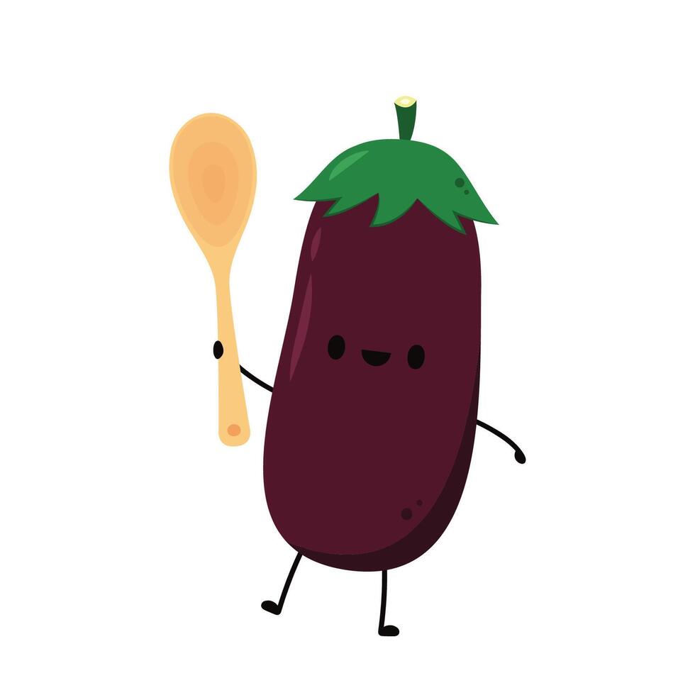 Eggplant on white background. Eggplant character design. vector