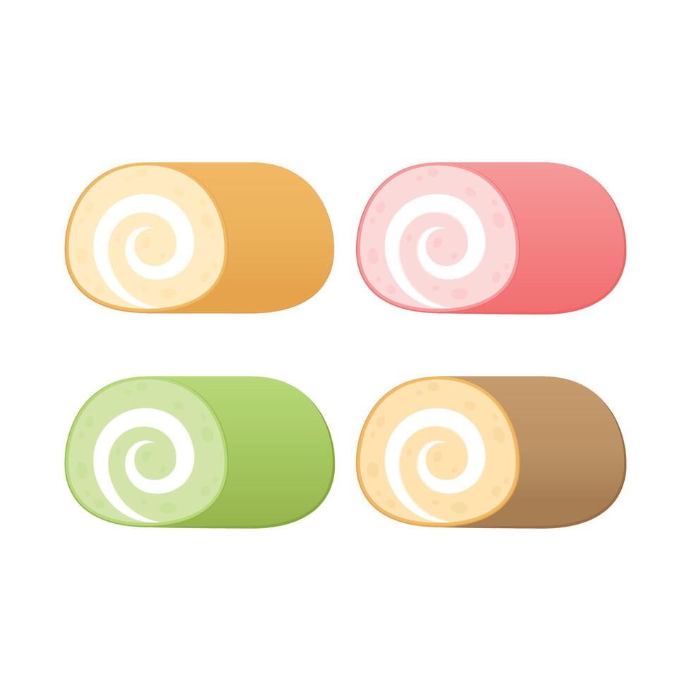 Roll cake icon. Vector flat design illustration colorful pieces of cake, Roll cake, Sweets, Dessert.