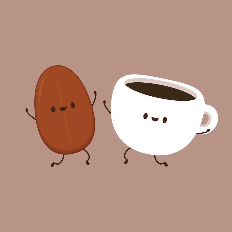 Coffee cup and Sugar cube character design. cartoon vector. vector