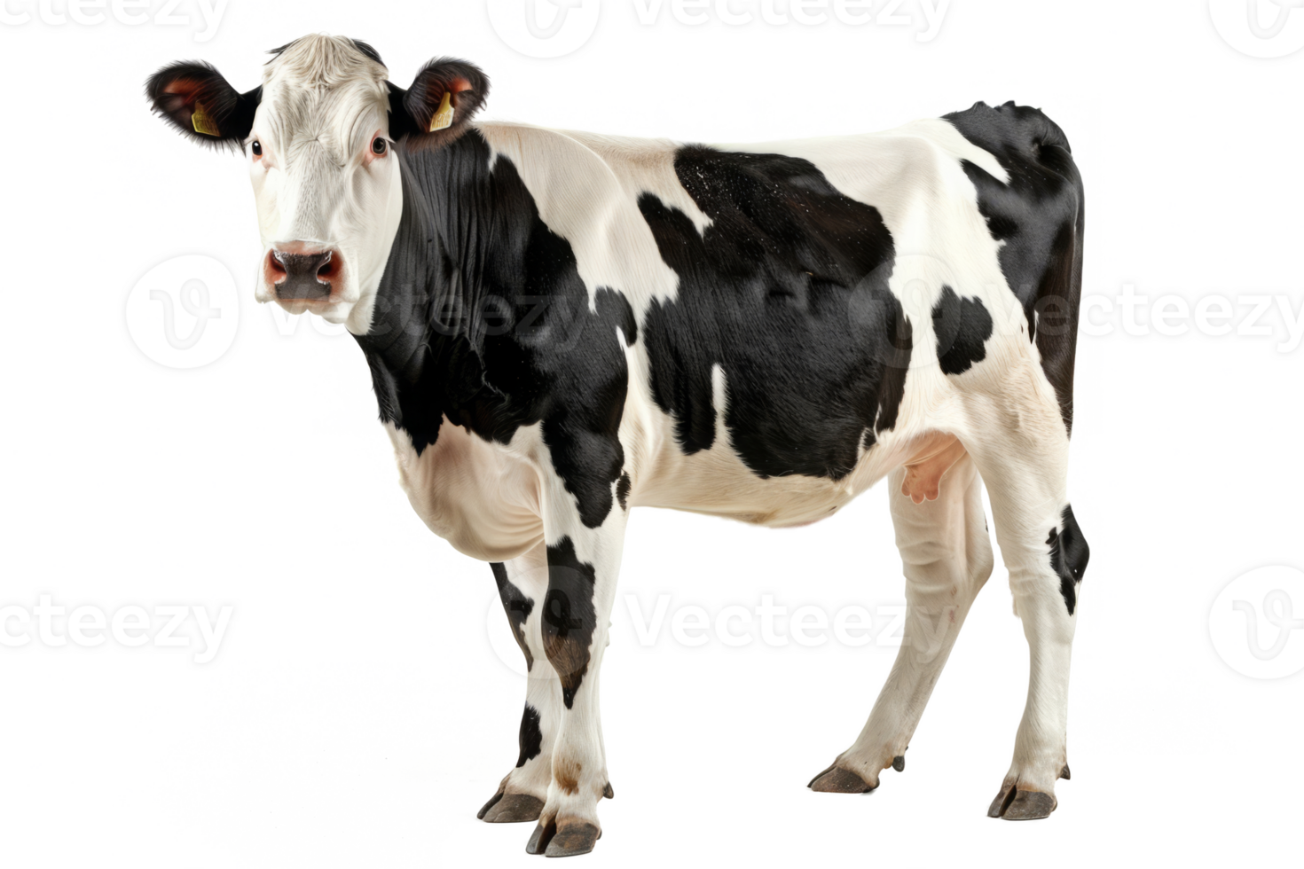 ai generato mucca con nero macchie isolato png