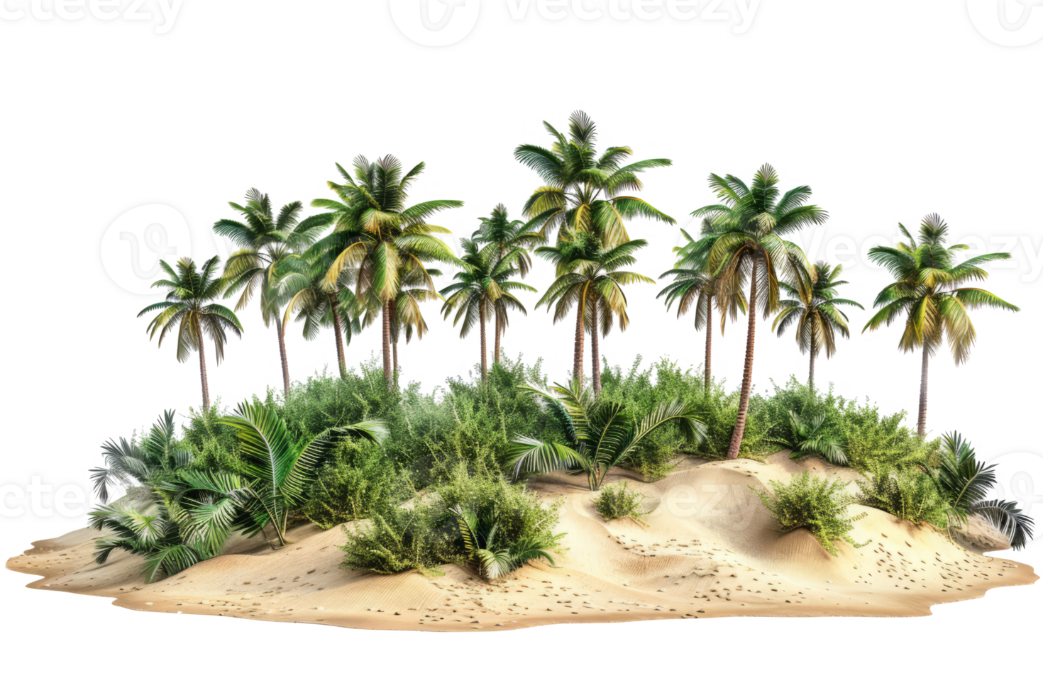 AI generated Sand tropical island with palm trees png