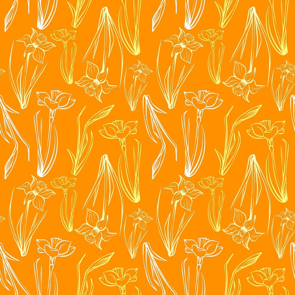 sin costura floral modelo en Clásico estilo. silueta de narciso flor en amarillo antecedentes para envase papel, fondo, textiles. primavera y verano colección vector