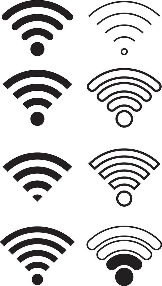 conjunto de Wifi icono aislado en blanco antecedentes vector