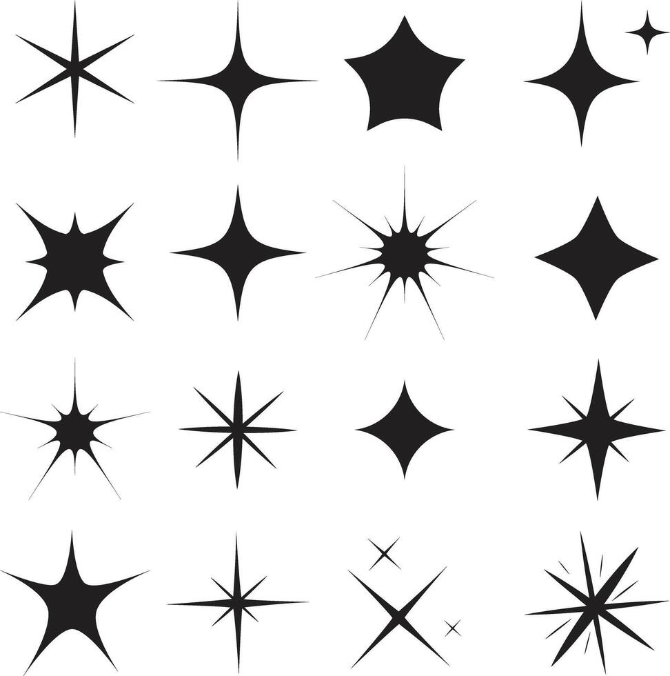 Twinkling star set isolated on white background. vector
