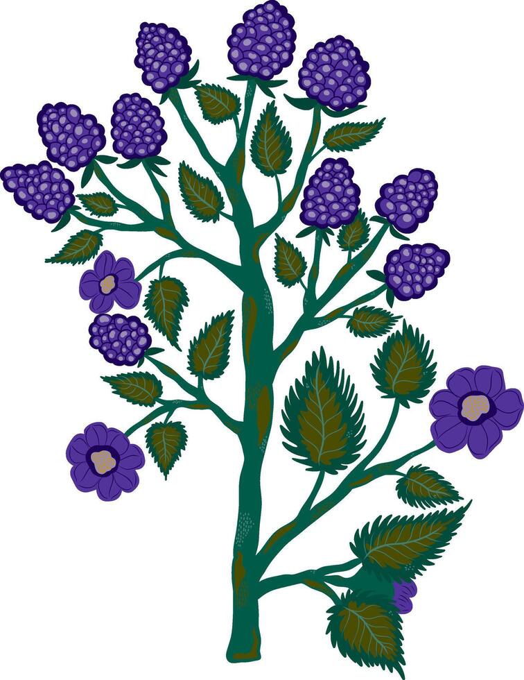 a purple and green tree with purple flowers vector