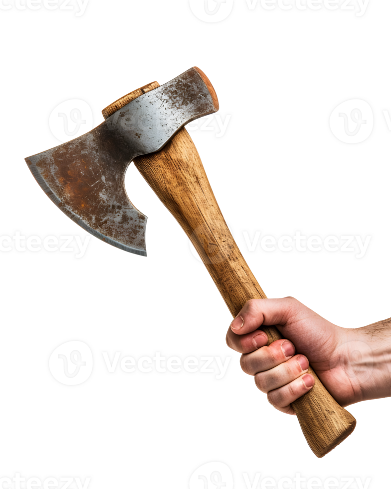 AI generated Closeup of Axe Grip in Hand on Isolated Background png