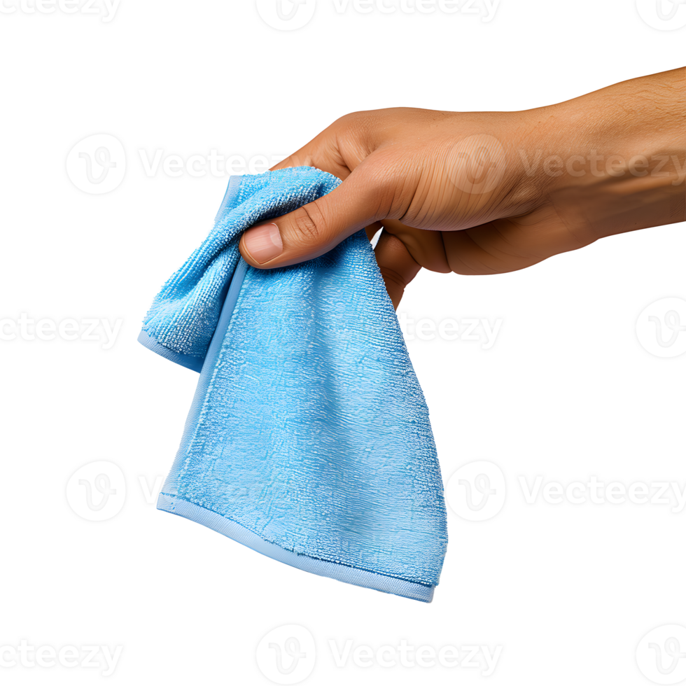 AI generated Hand holding a microfiber cloth. Isolated on transparent background png