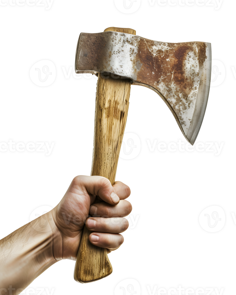 AI generated Closeup of Axe Grip in Hand on Isolated Background png