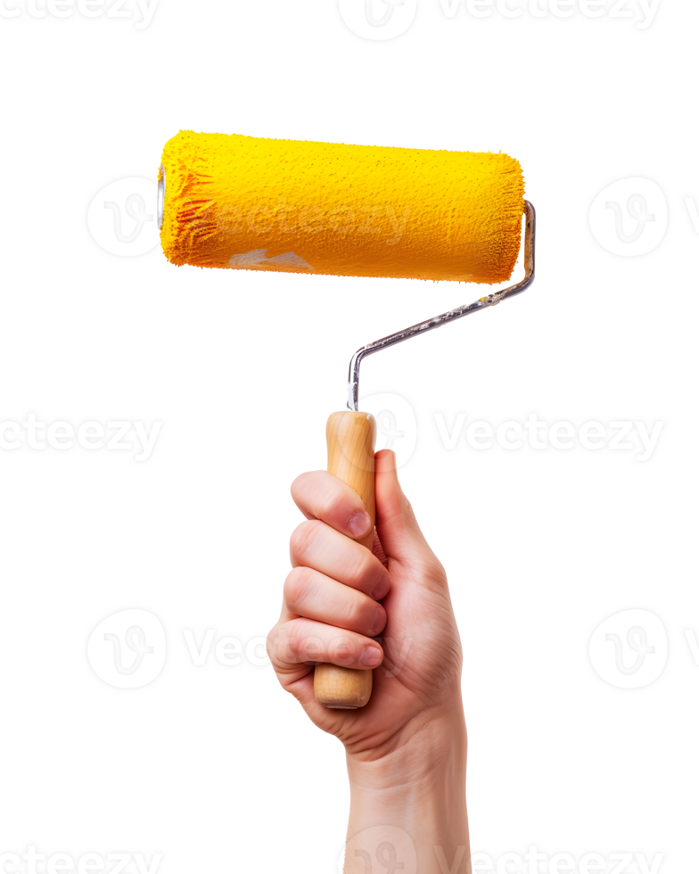 AI generated Hand Holding Paint Roller on Transparent Background png