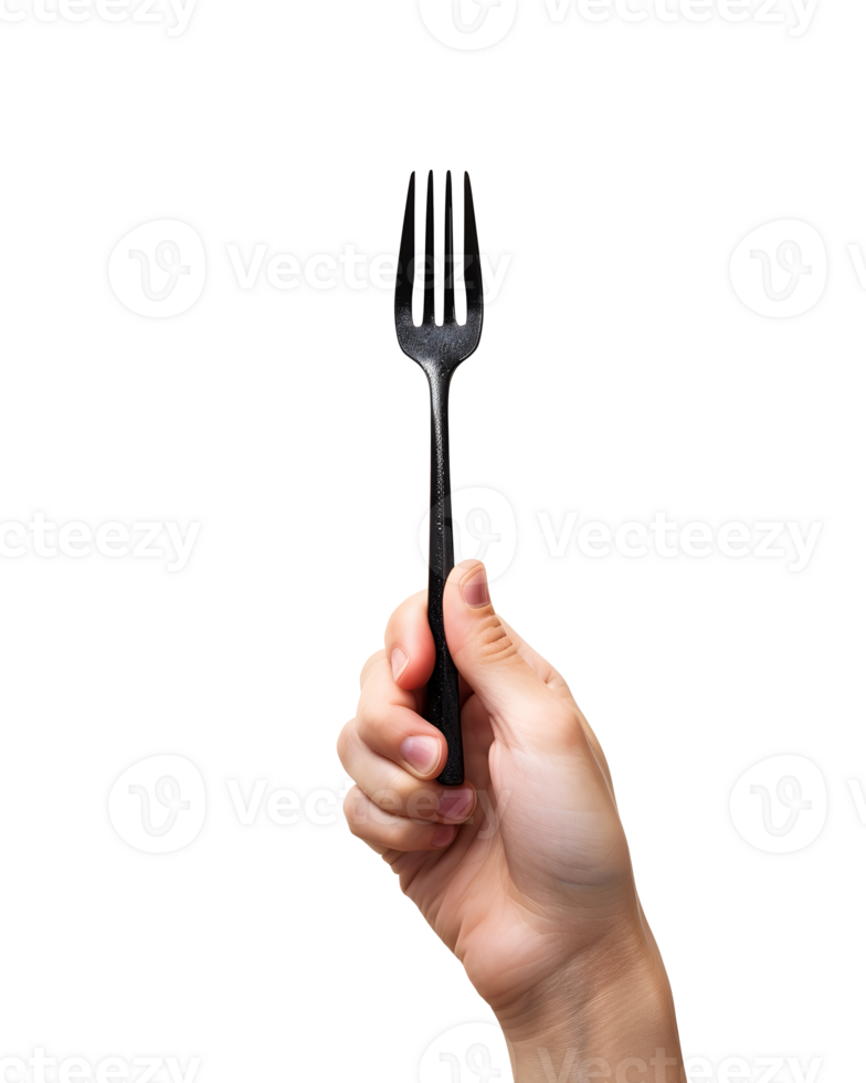 AI generated Closeup of Hand Holding Fork on Transparent Background png