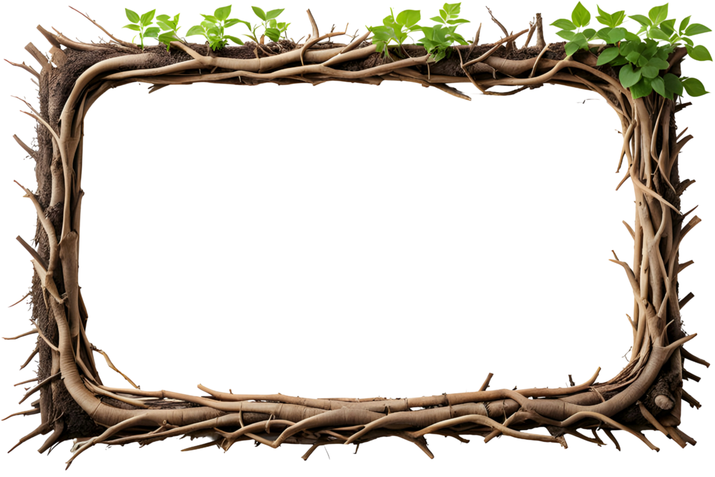 AI generated Root border frame PNG transparent background