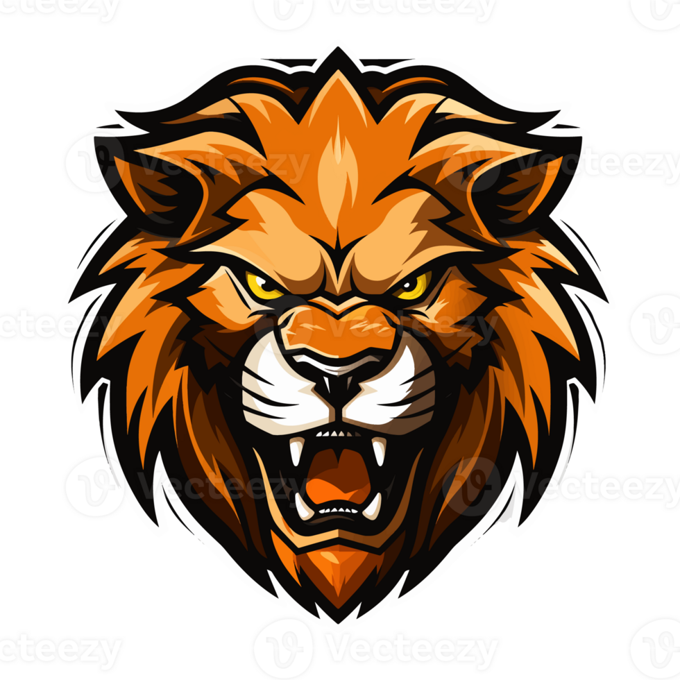 Collection of Angry Roaring Lion Head Logo Designs Isolated png