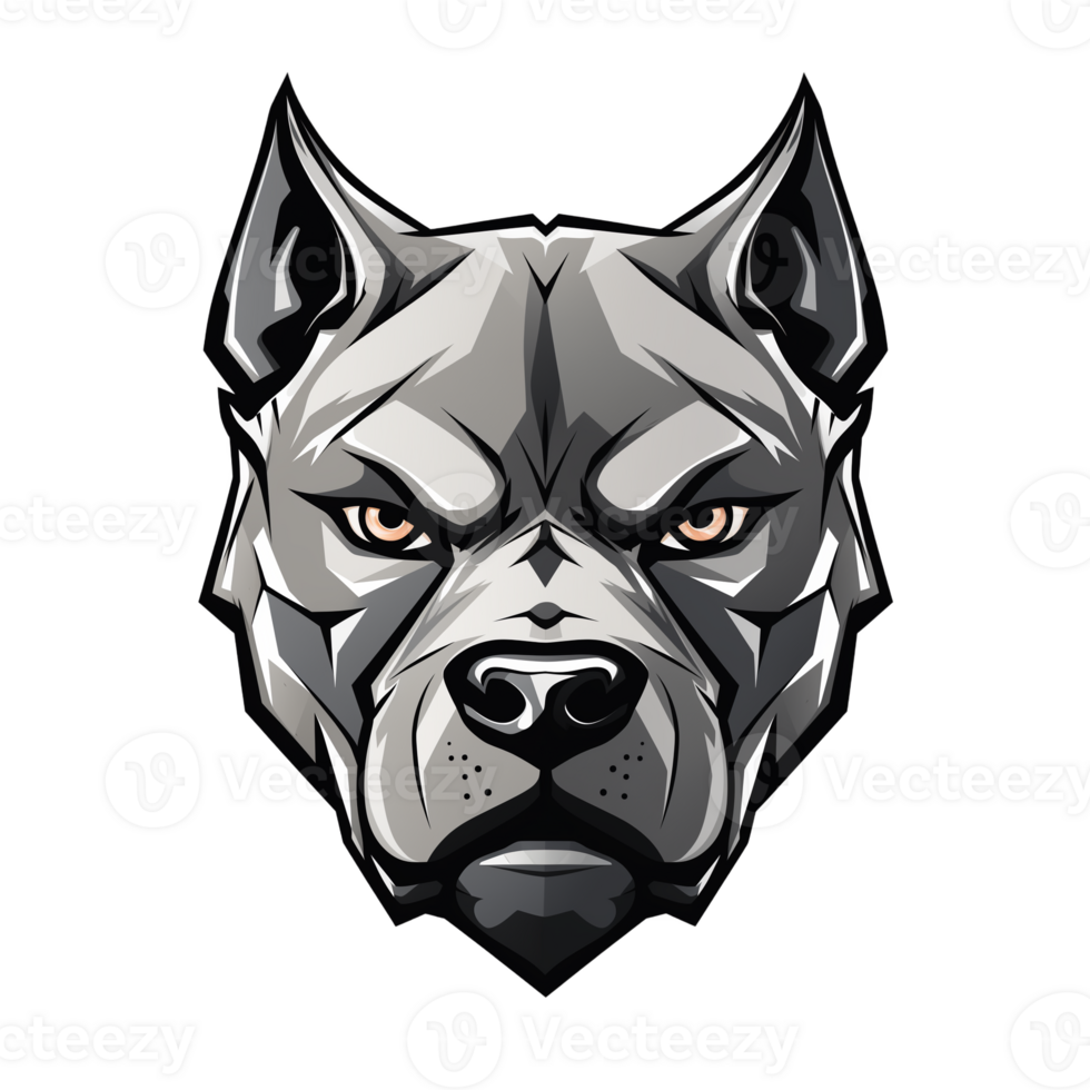 Collection of Angry Staring Pitbull Head Logo Designs Isolated png