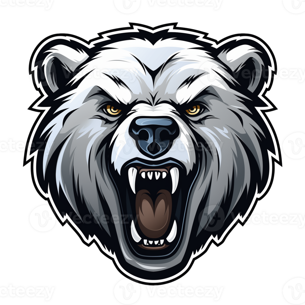 Collection of Angry Roaring Bear Head Logo Designs Isolated png