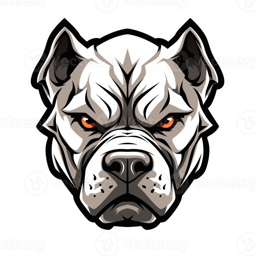 Collection of Angry Staring Pitbull Head Logo Designs Isolated png