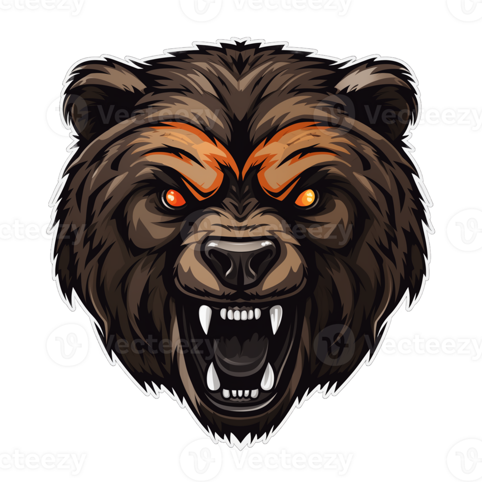 Collection of Angry Roaring Bear Head Logo Designs Isolated png