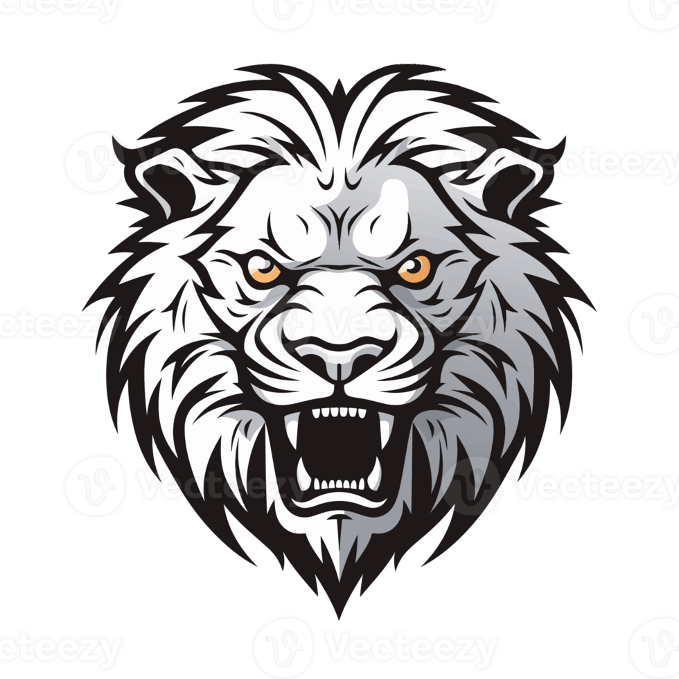 Collection of Angry Roaring Lion Head Logo Designs Isolated png
