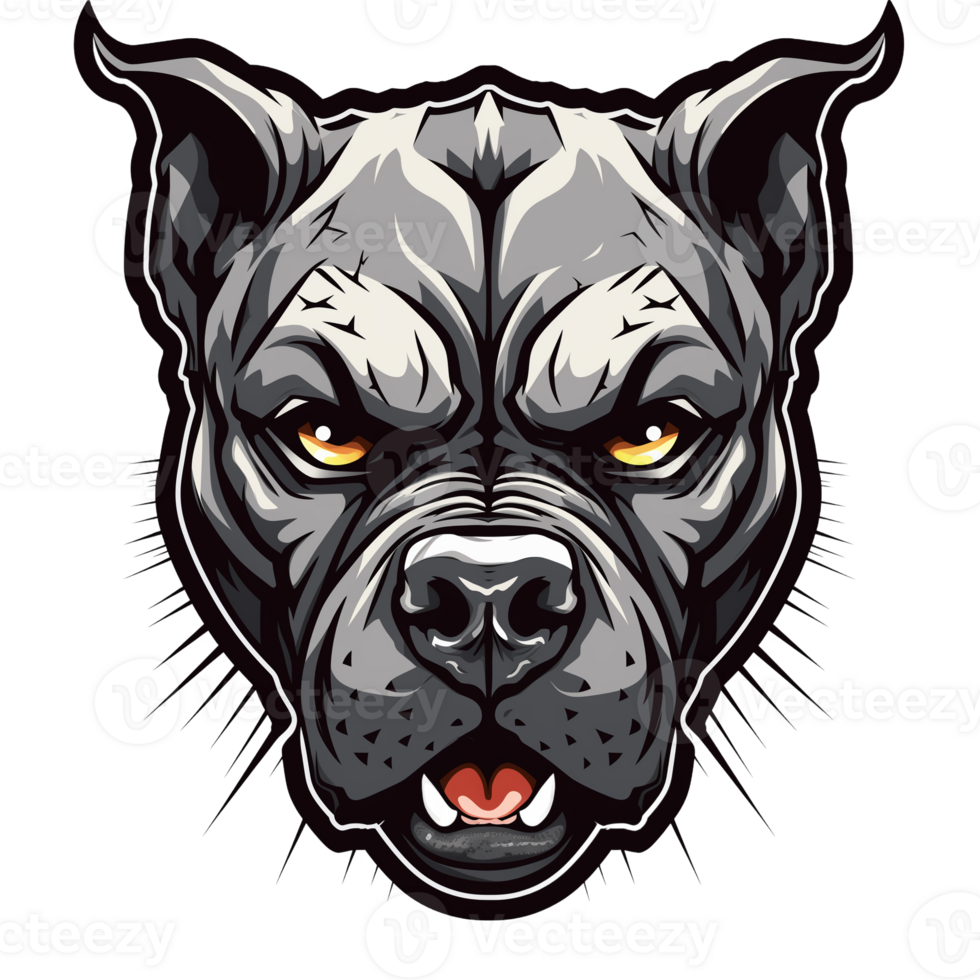 Collection of Angry Staring Pitbull Head Logo Designs Isolated png