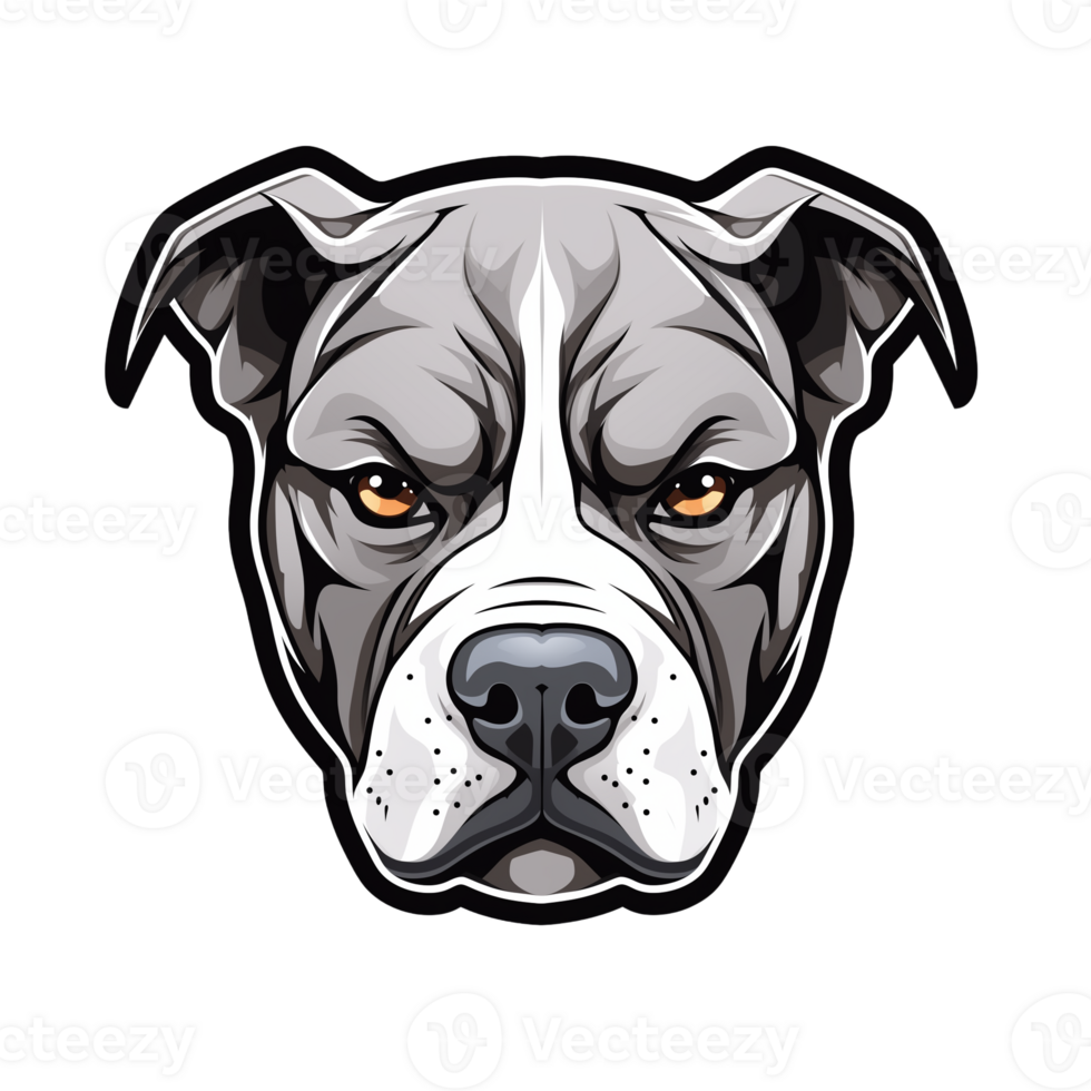 Collection of Angry Staring Pitbull Head Logo Designs Isolated png