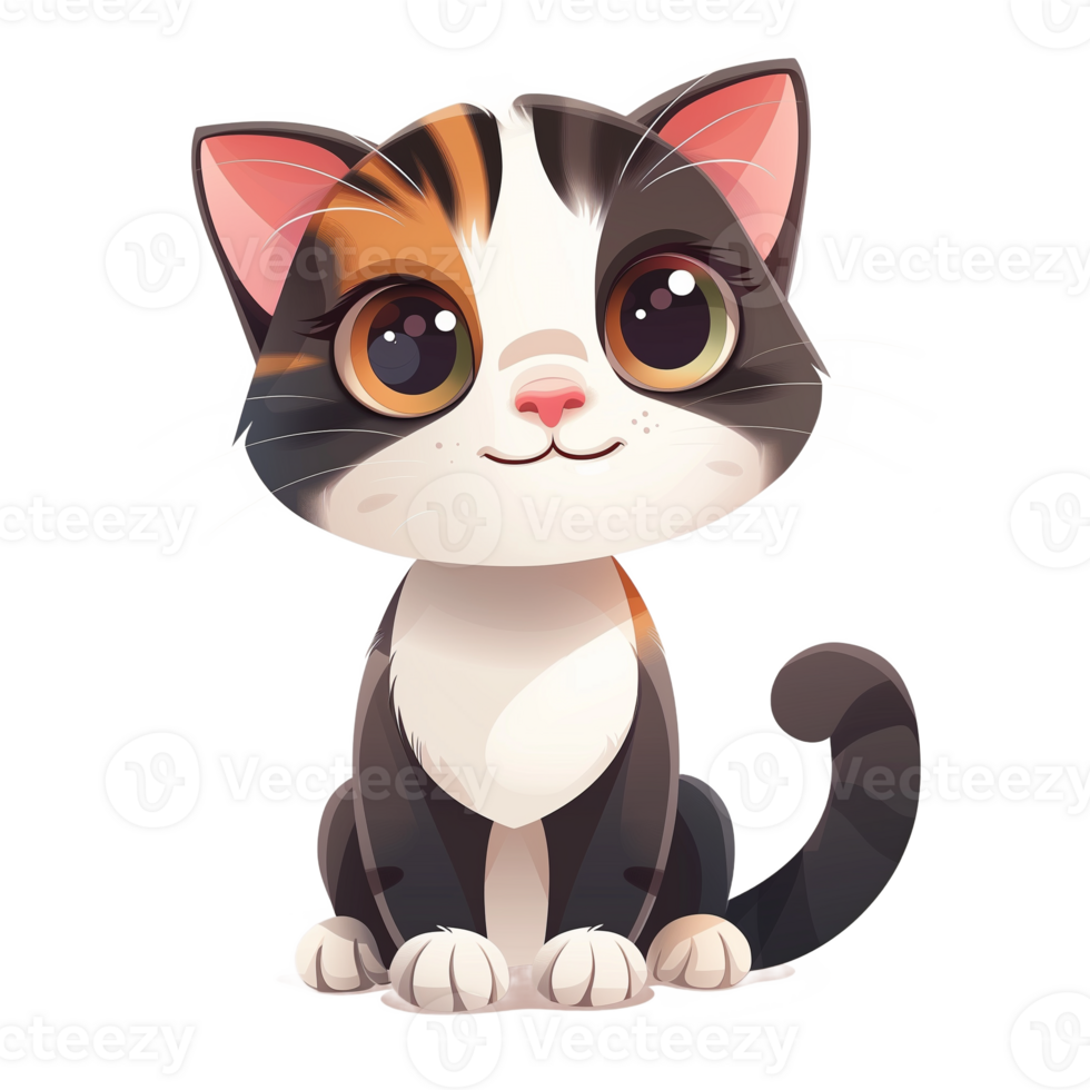 Collection of Lovely Cute Little Cat Cartoons Isolated png