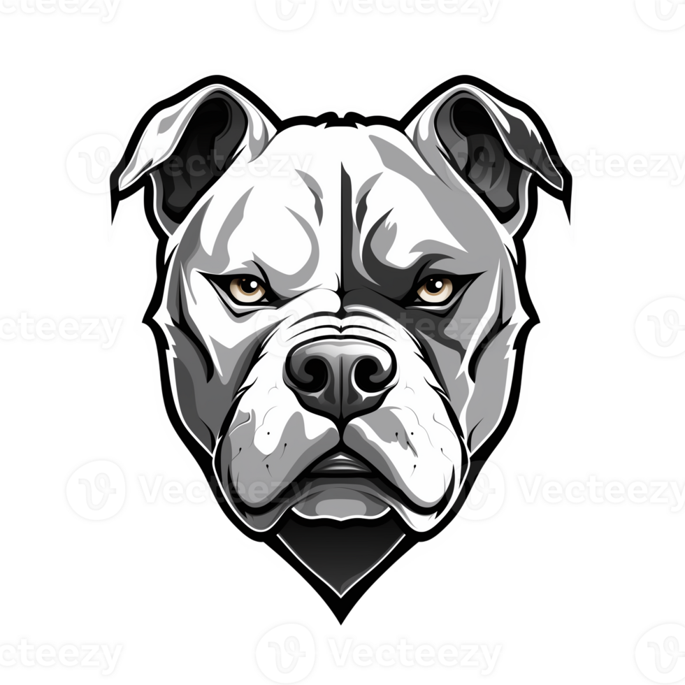 Collection of Angry Staring Pitbull Head Logo Designs Isolated png