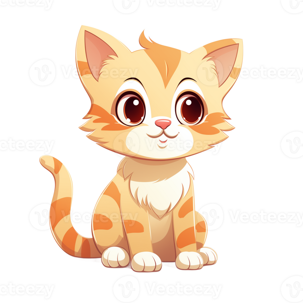 Collection of Lovely Cute Little Cat Cartoons Isolated png