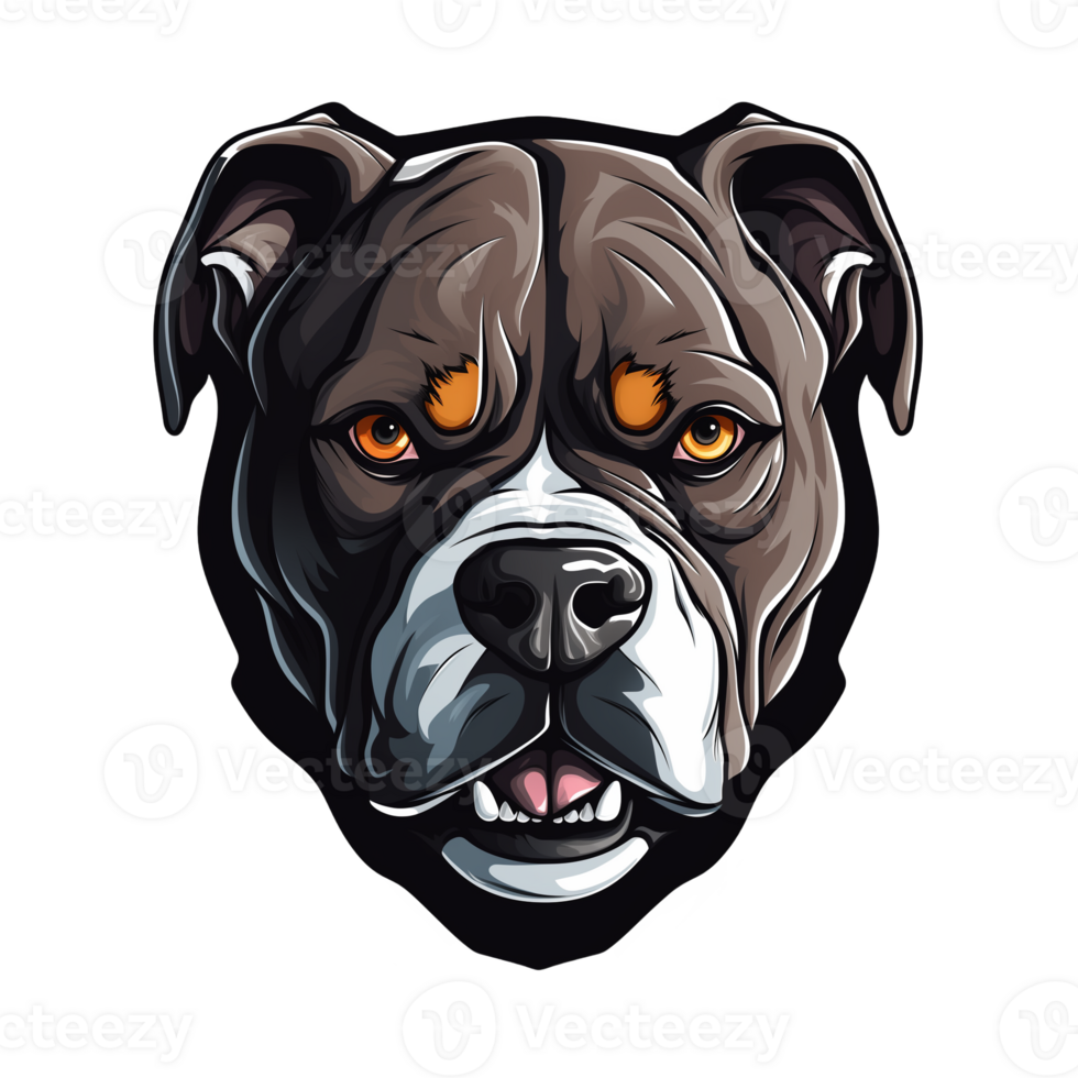 Collection of Angry Staring Pitbull Head Logo Designs Isolated png